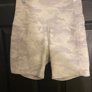 white camo biker shorts